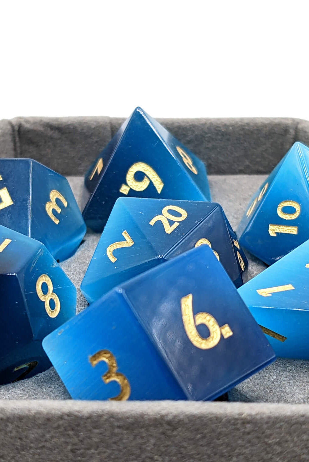 Blue Cat's Eye Gemstone Dice