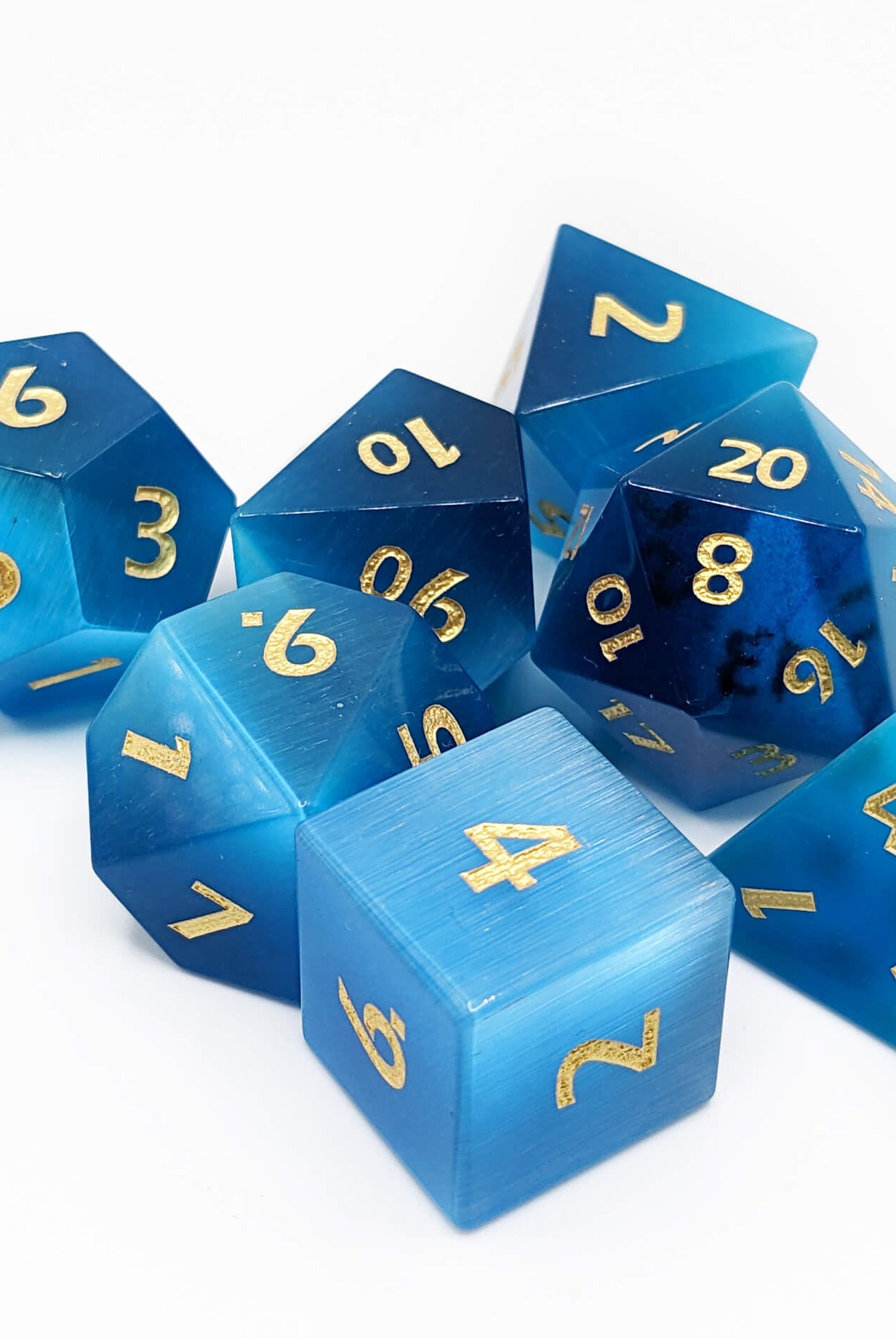 Beautiful blue gemstone dnd dice