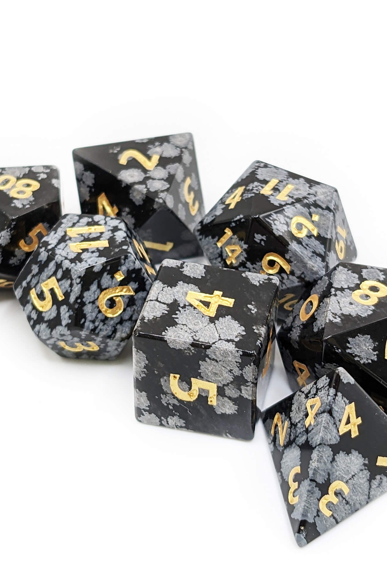 Snowflake Obsidian Dice for DnD games