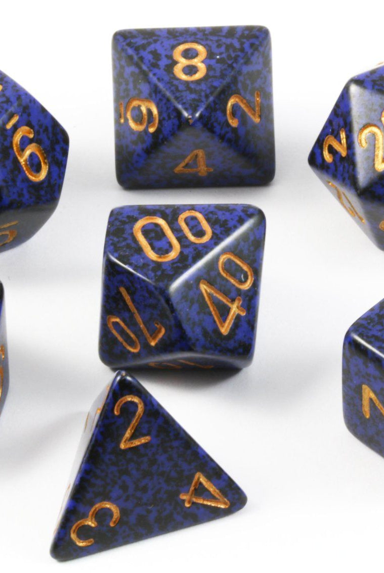 D&D Dice Speckled Golden Cobalt