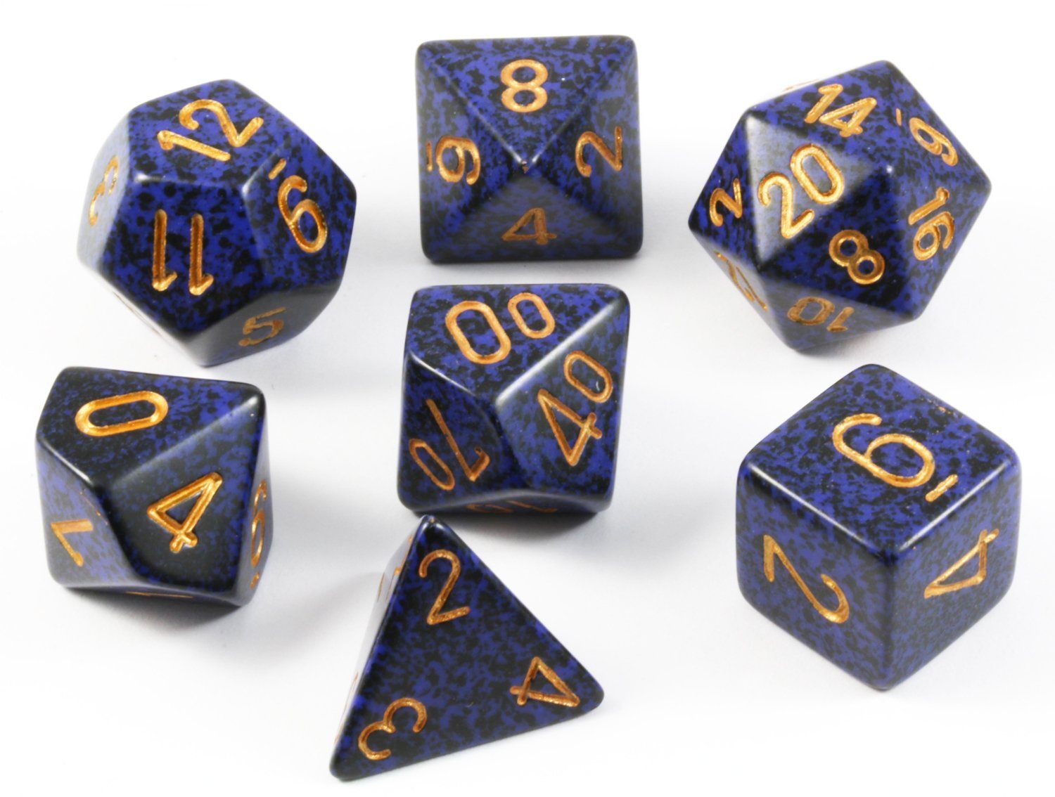 D&D Dice Speckled Golden Cobalt