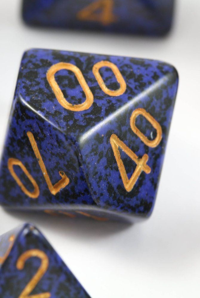 RPG Dice Speckled Golden Cobalt
