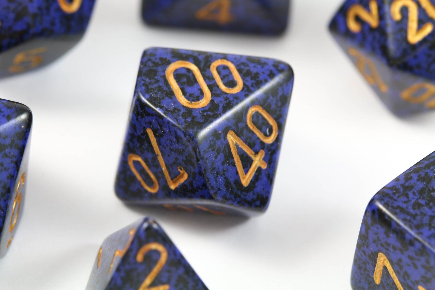 RPG Dice Speckled Golden Cobalt