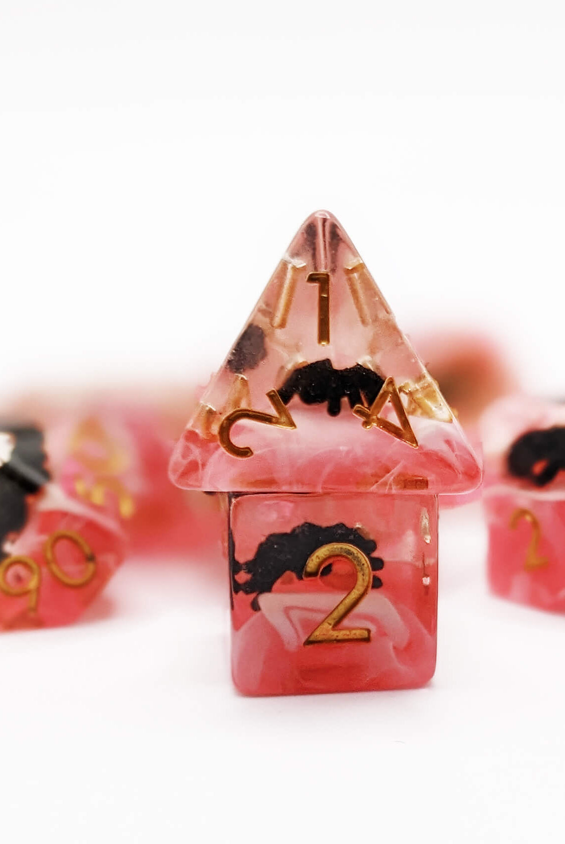 Creepy black spider game dice set