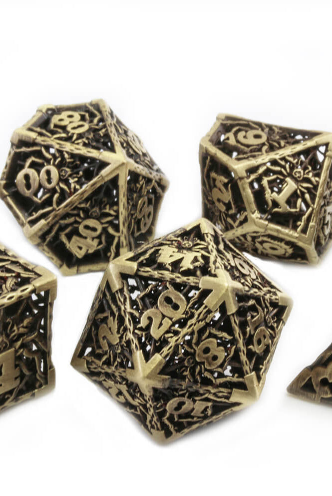 Gold Spider Metal Dice 4