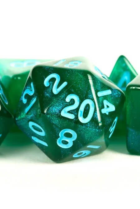 Stardust Dice (Green With Blue Numbers)