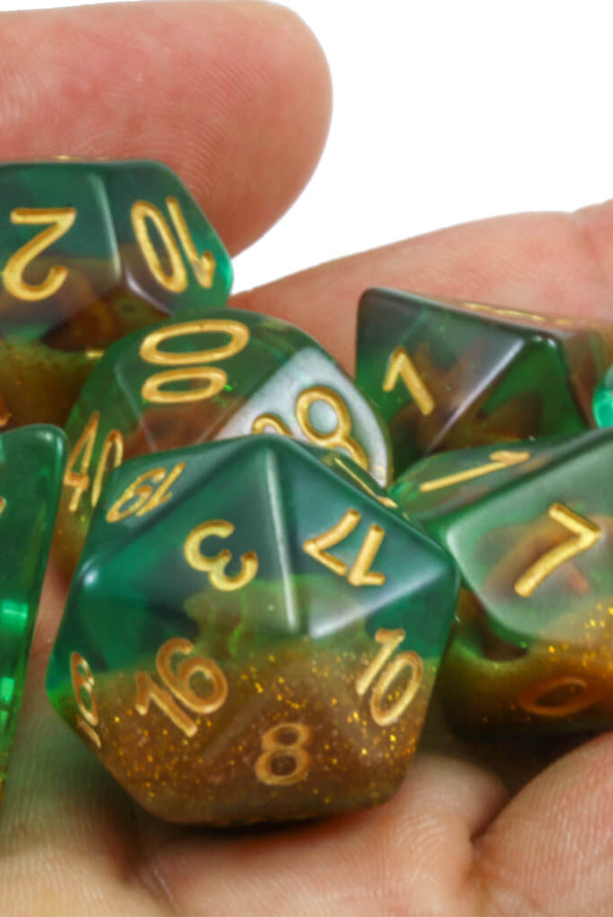 Starfish Dice Green Gold 4