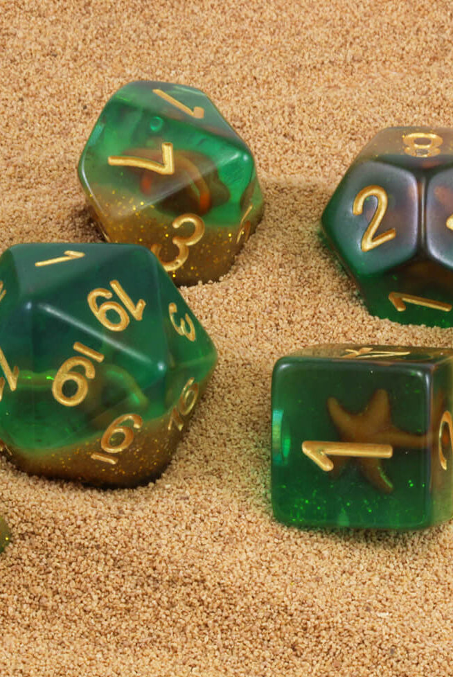 Starfish Dice Green Gold