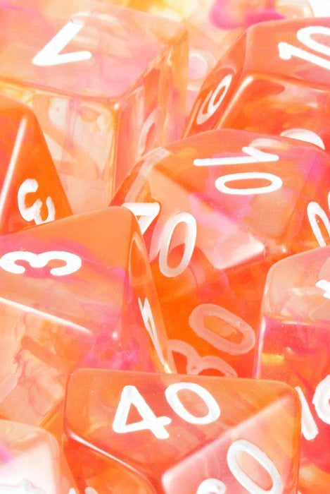 Orange and Purple DnD dice