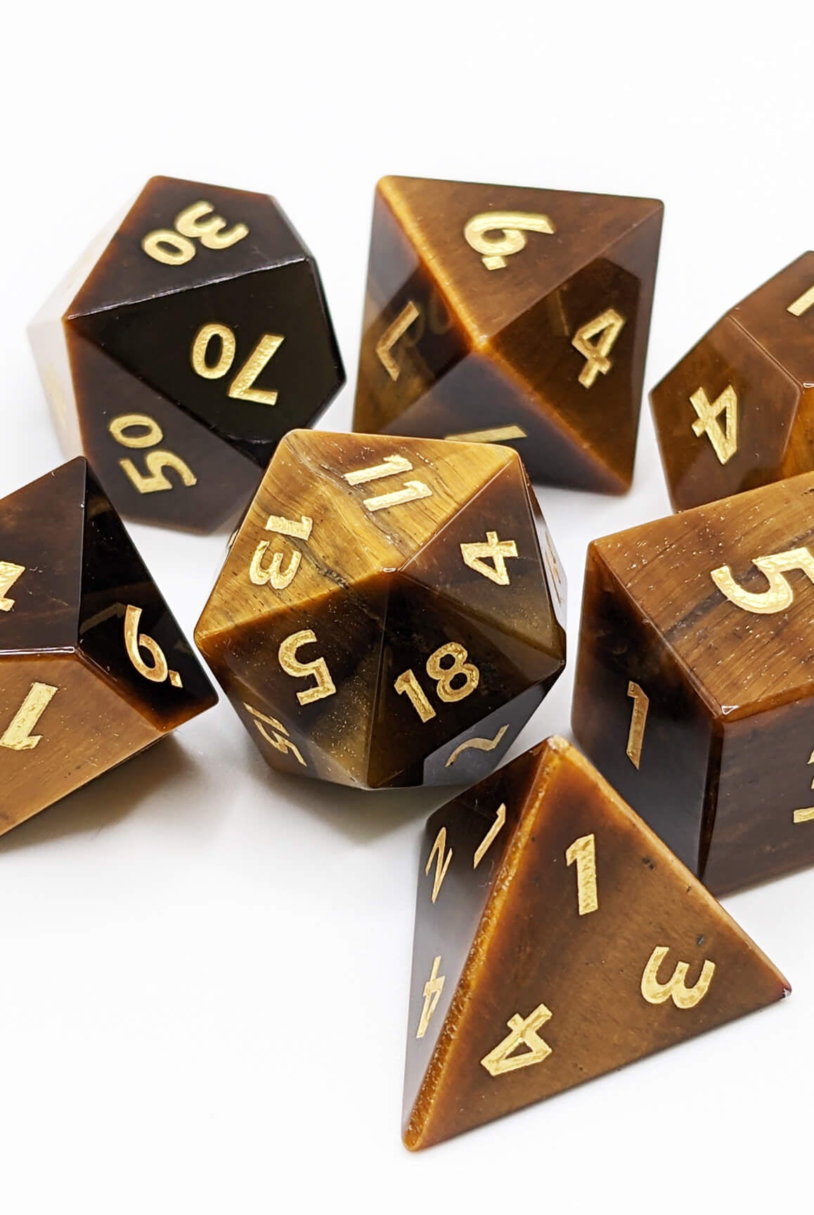 Tiger's Eye Gemstone Dice for dnd games