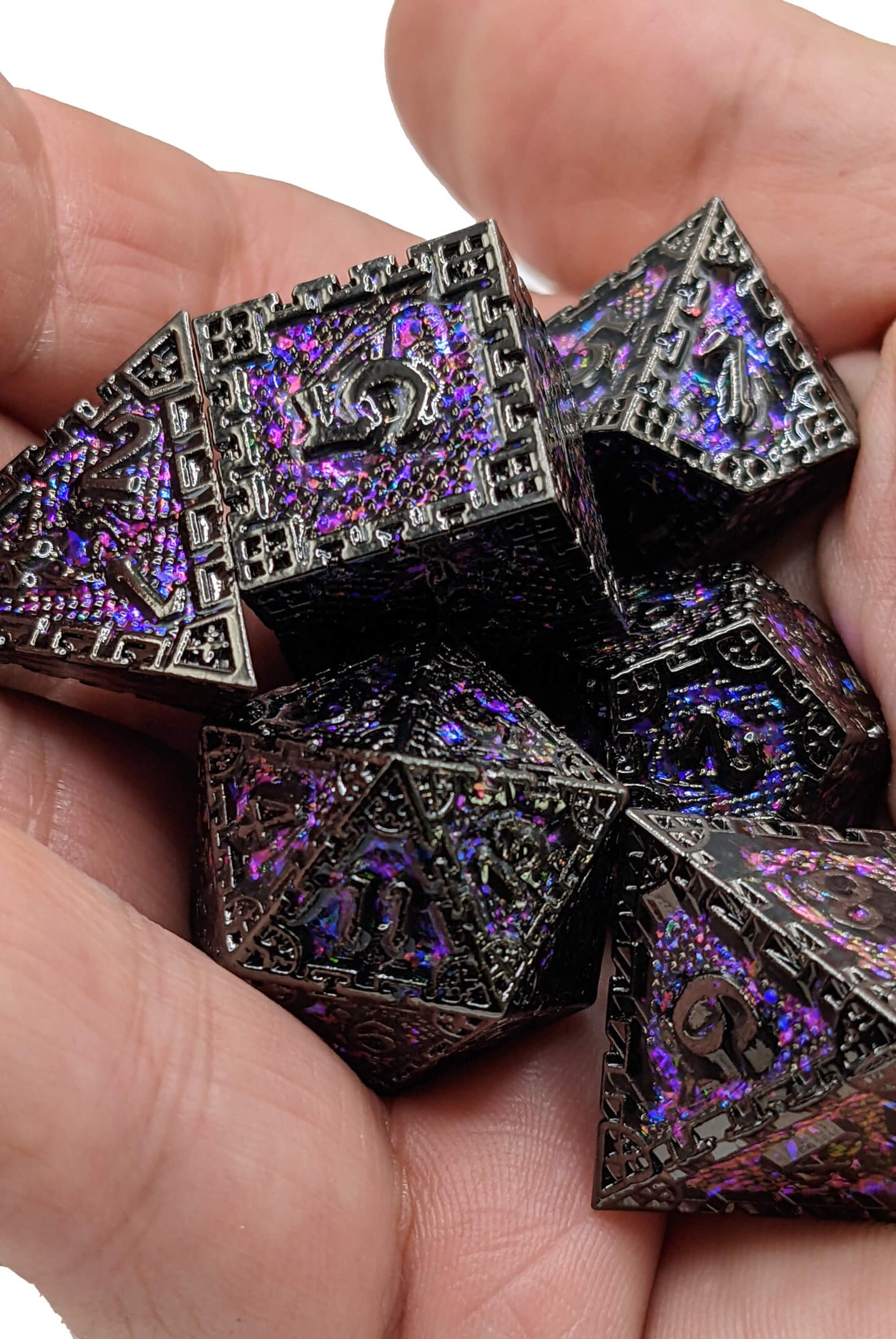 Metal Dice Purple Glitter