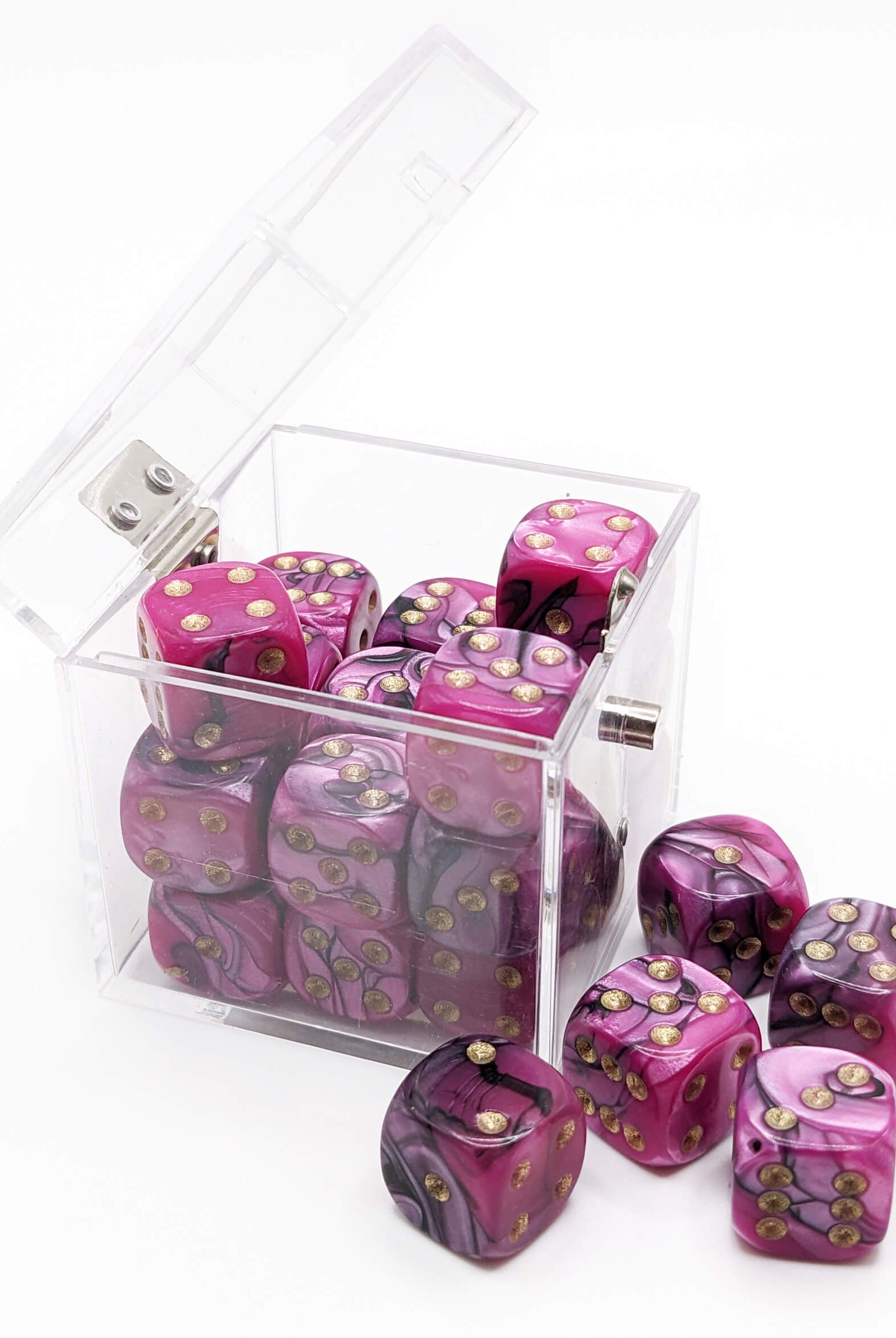 Toxic pink and black d6 dice
