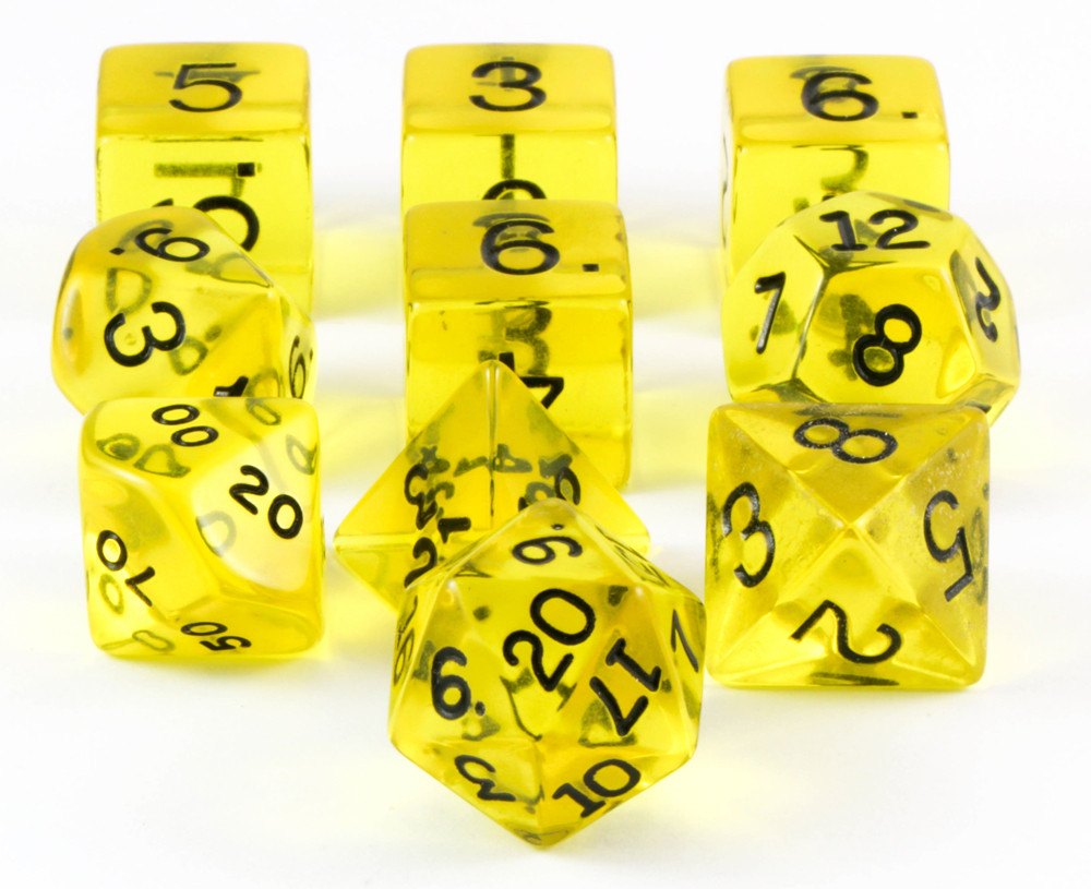 translucent dice yellow 10pc set