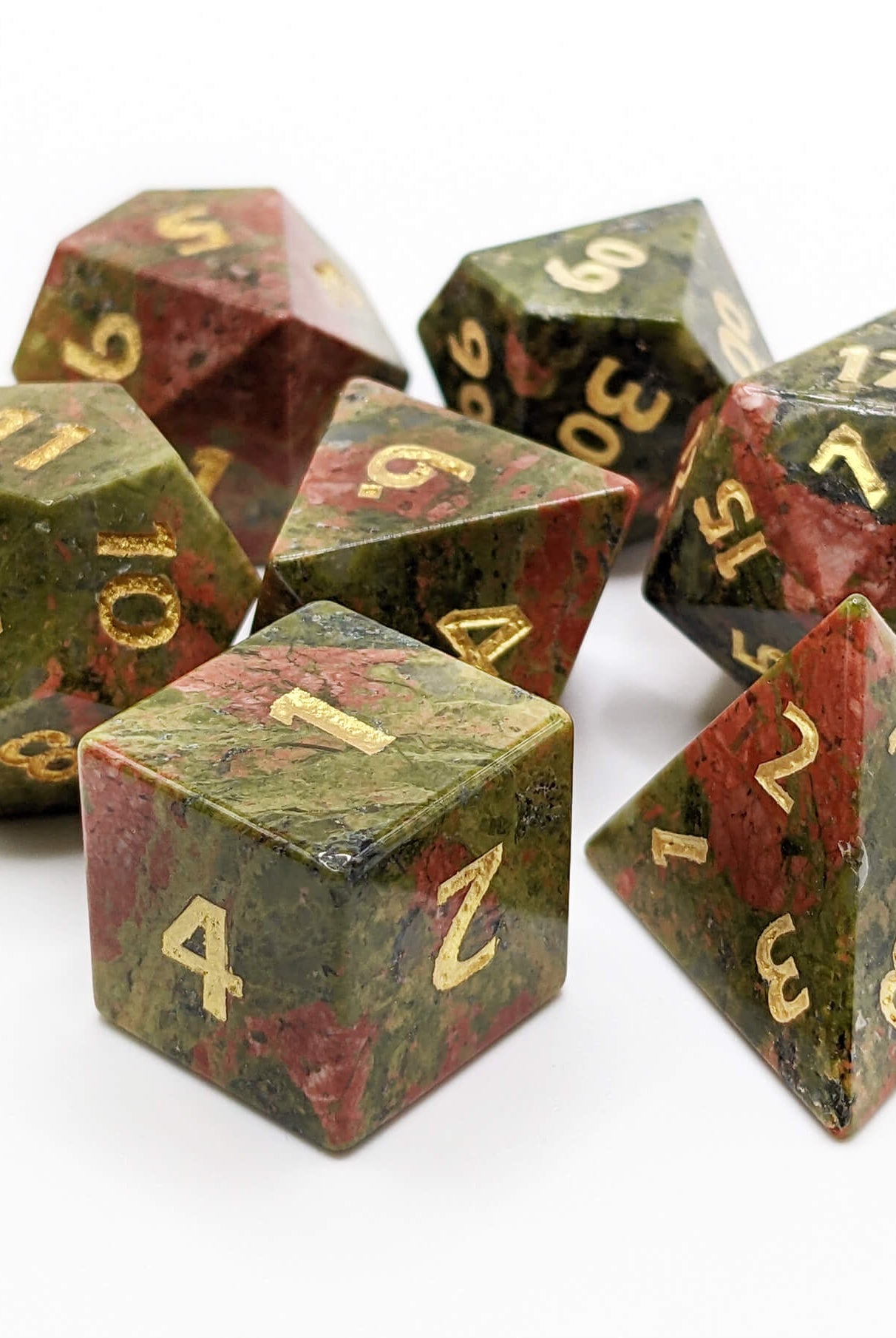 Beautiful unakite gemstone dice