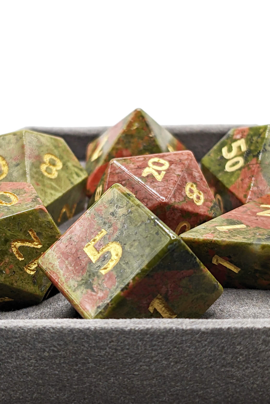 Unakite Gemstone dice for dnd games
