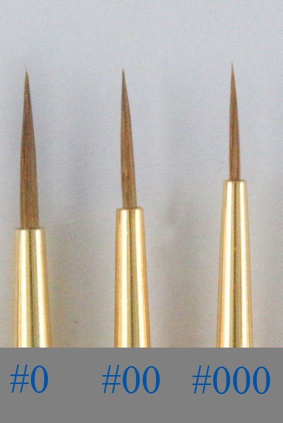 Vallejo Kolinsky Sable Brush Sizes