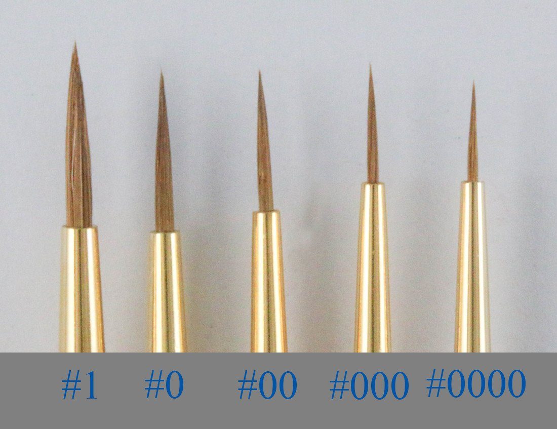 Vallejo Kolinsky Sable Brush Sizes