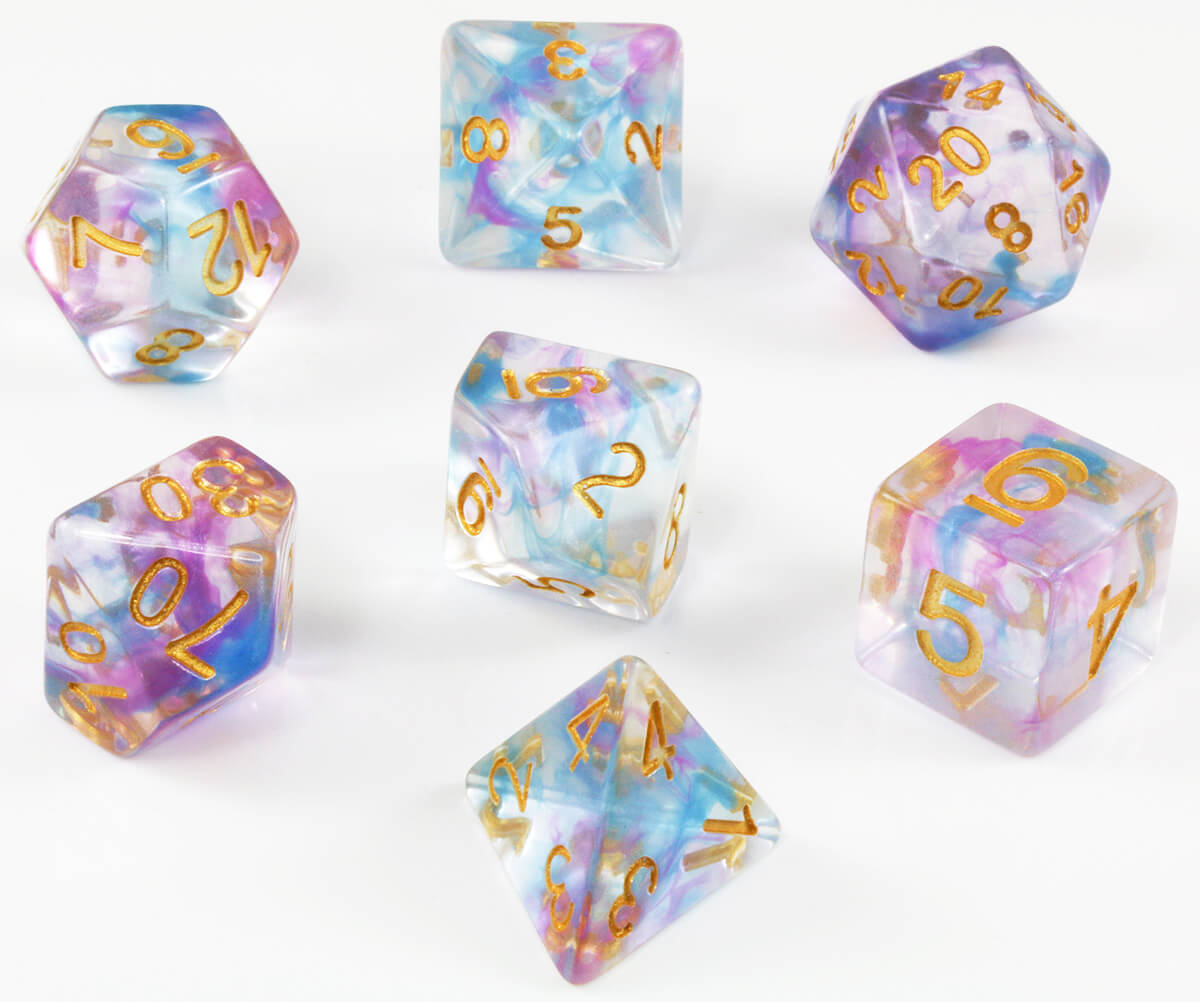 Venom dice blue and purple