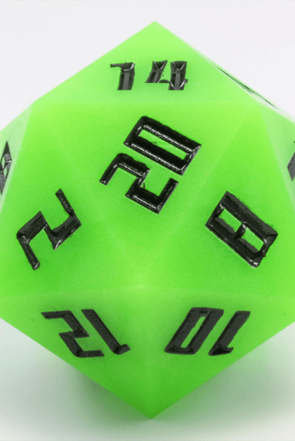 Giant d20 glow in the dark green