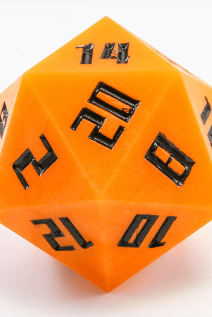 Giant d20 glow in the dark orange