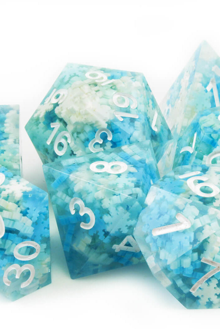 Blue snowflake dice
