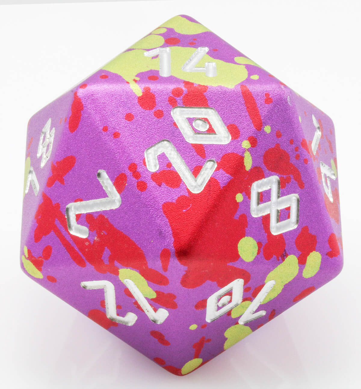 Giant d20 aluminum purple red