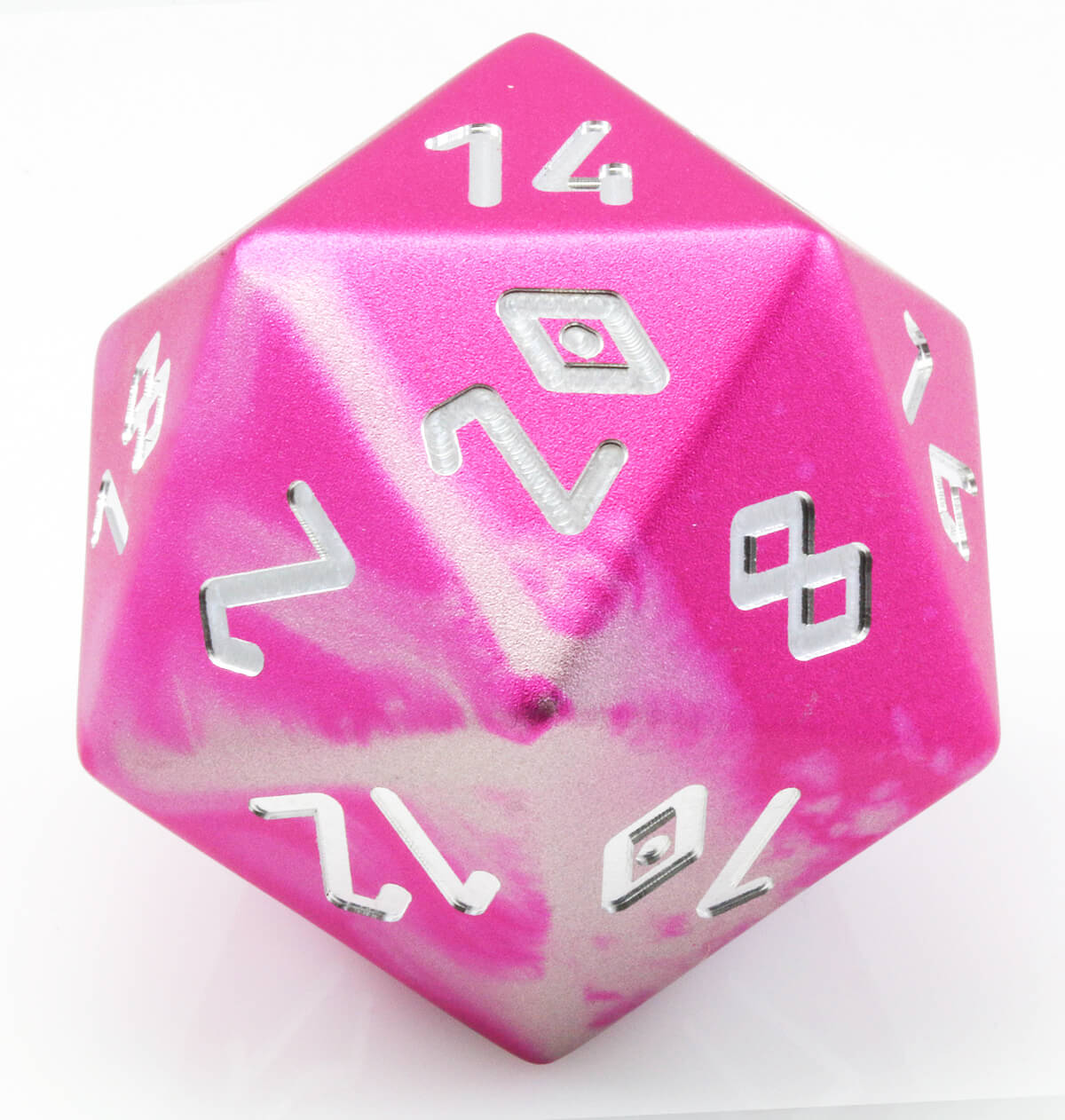 Giant d20 aluminum pink silver