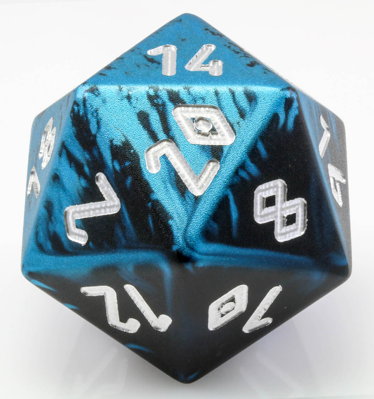 Giant d20 aluminum black blue