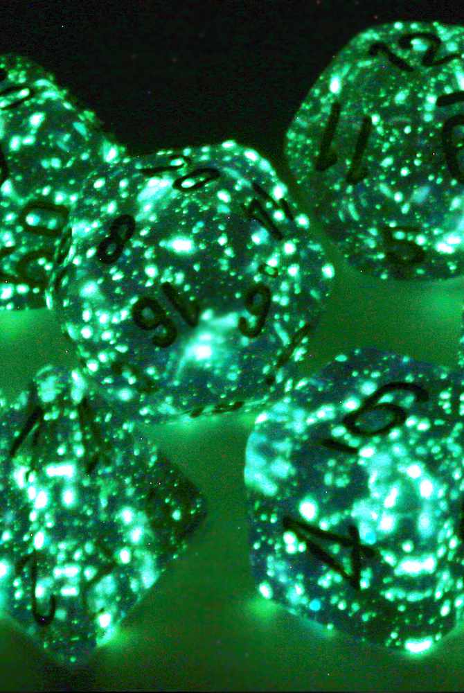 Luminary glow in the dark dice