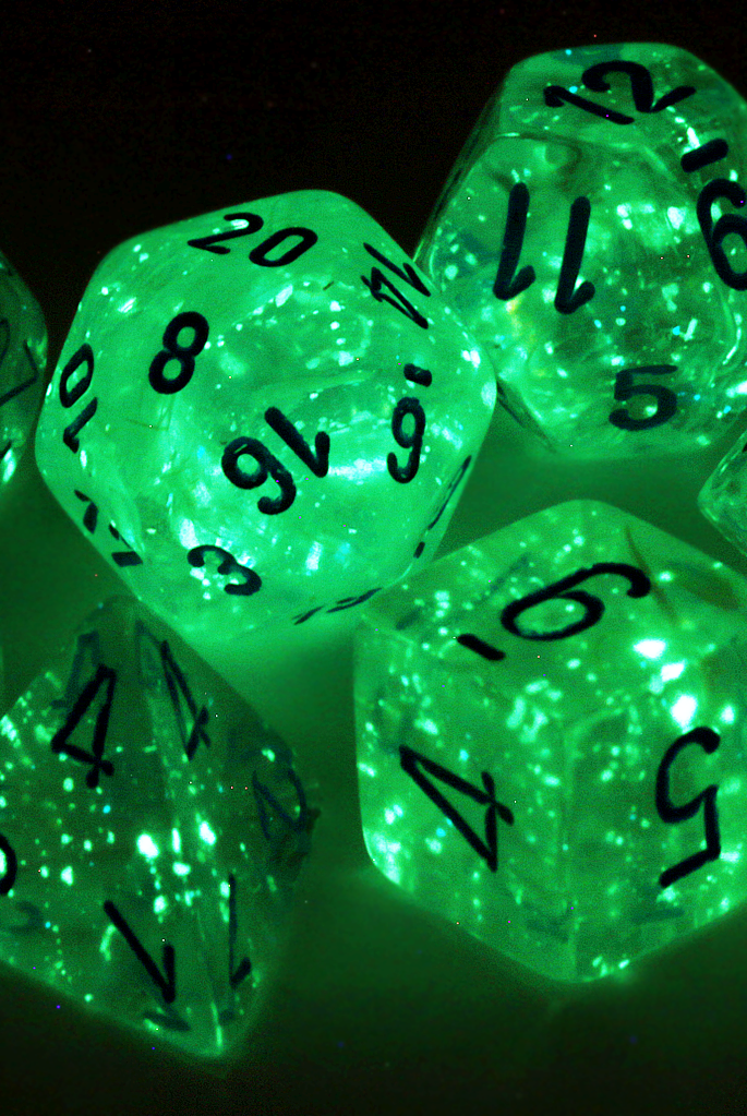 Glow in the dark dice