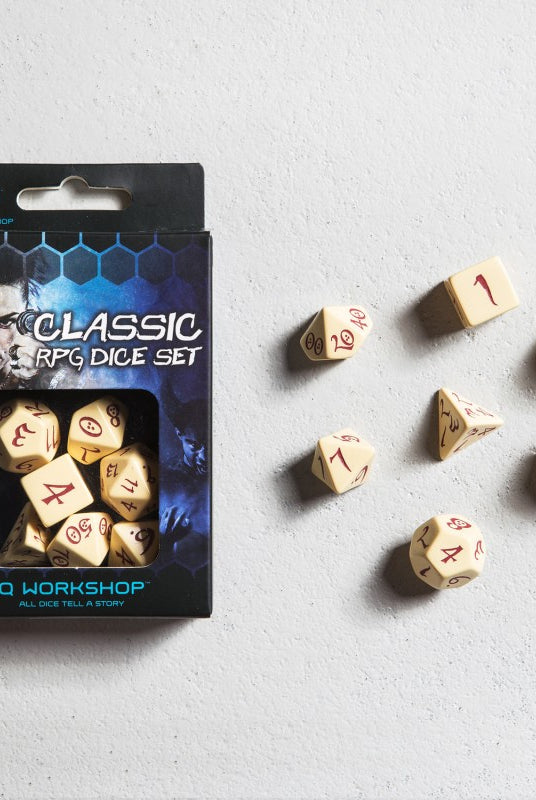 Beige and Burgundy Dice