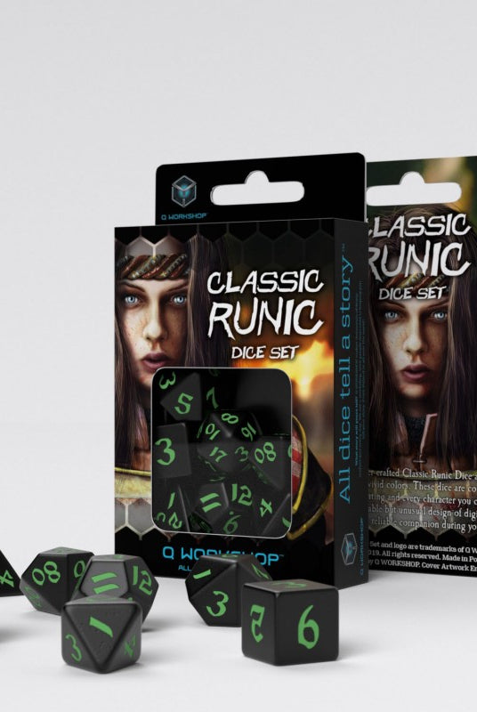 Runic Dice Black Green For D&D 2