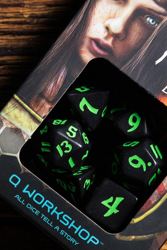 Runic Dice Black Green For D&D 3