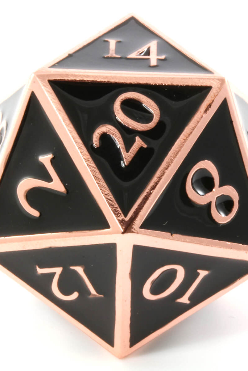 Giant d20 Enamel Black and Copper