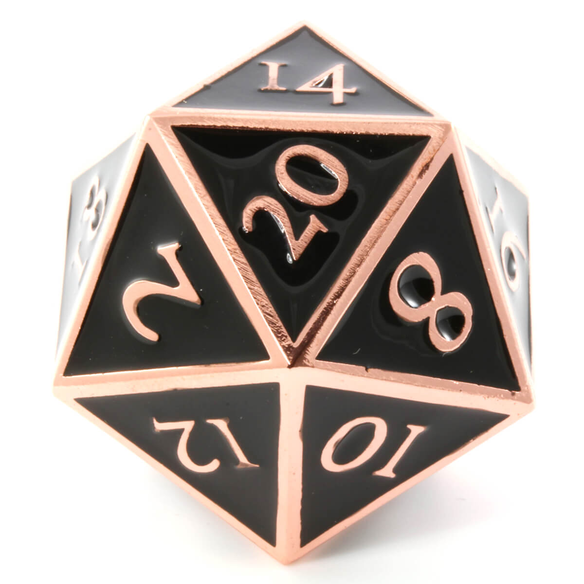 Giant d20 Enamel Black and Copper