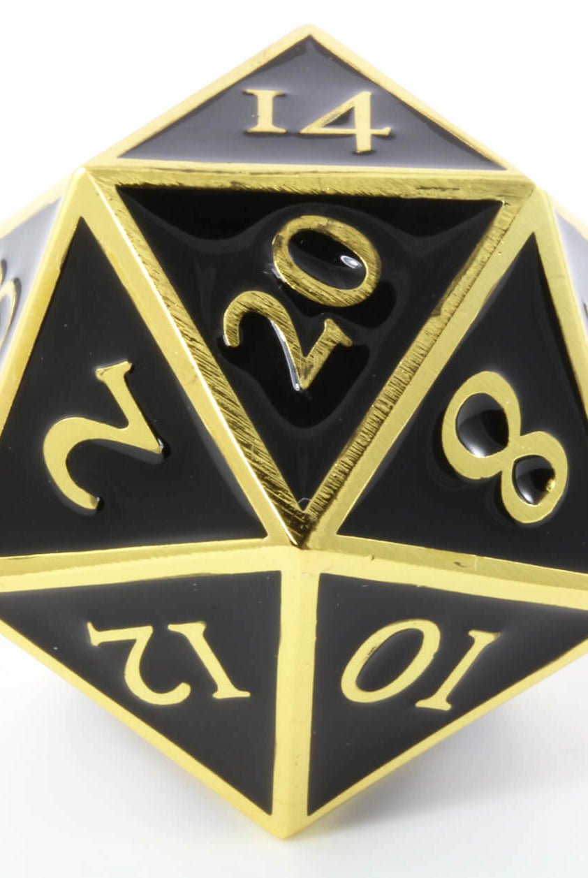 Giant d20 Enamel Black and Gold