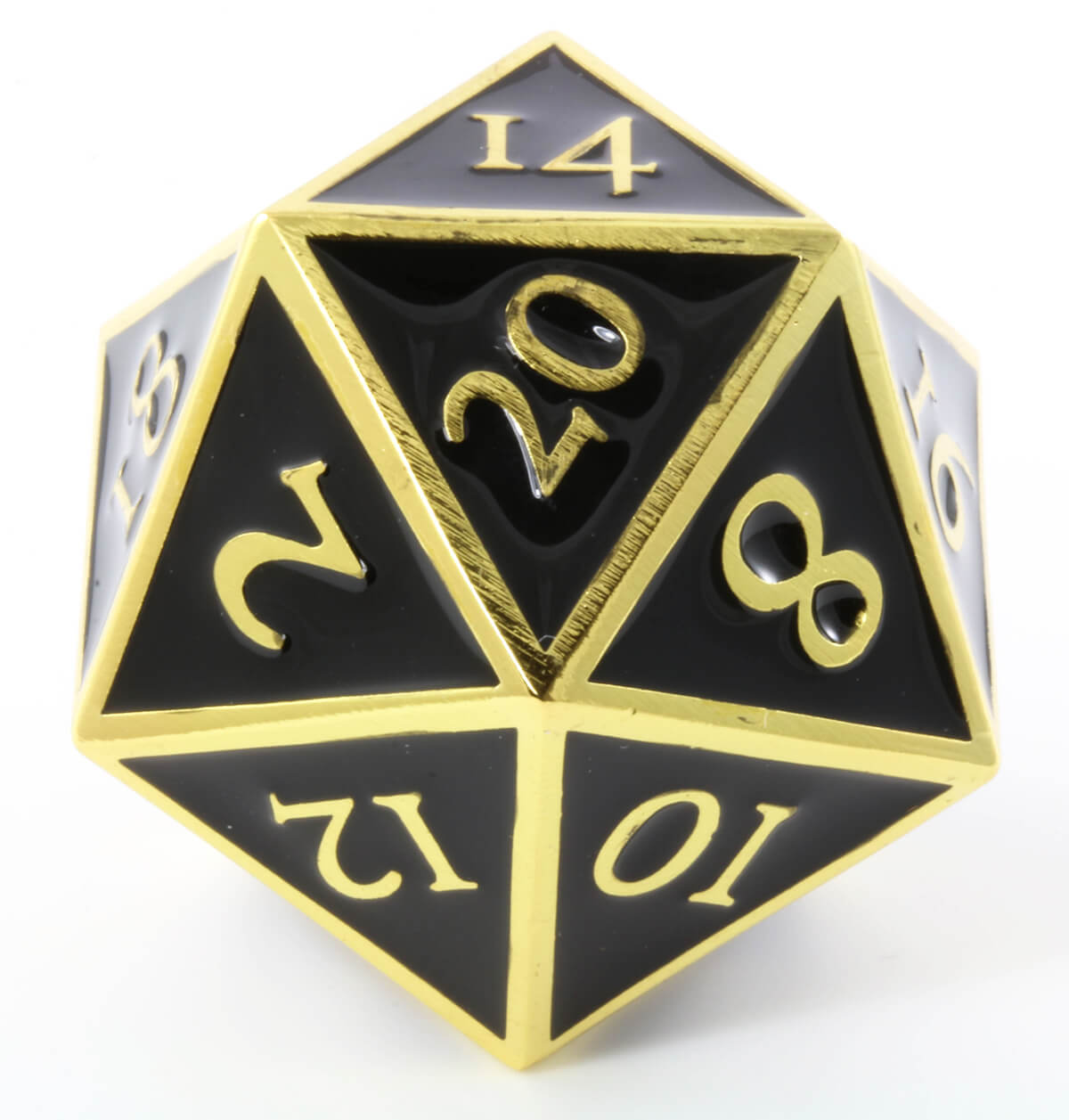 Giant d20 Enamel Black and Gold