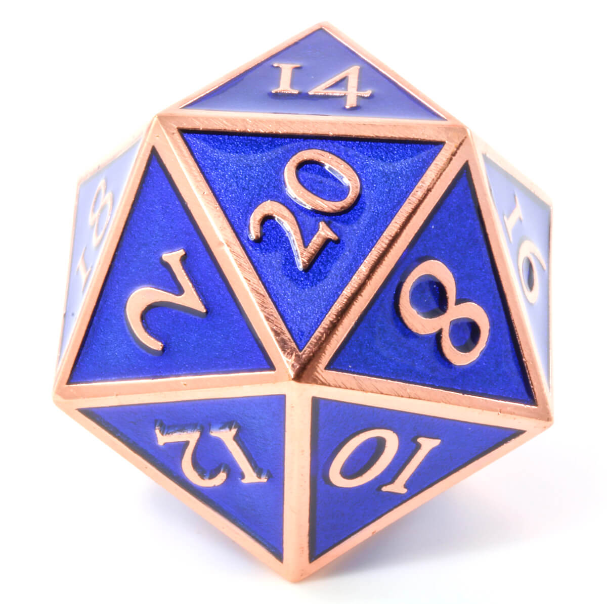 Giant d20 Enamel Blue and Copper