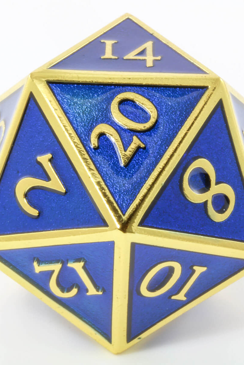 Giant d20 Enamel Blue and Gold