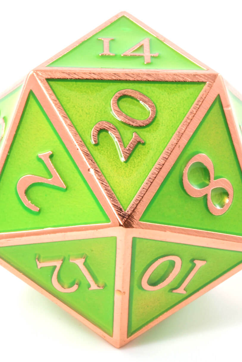 Giant d20 Enamel Green and Copper