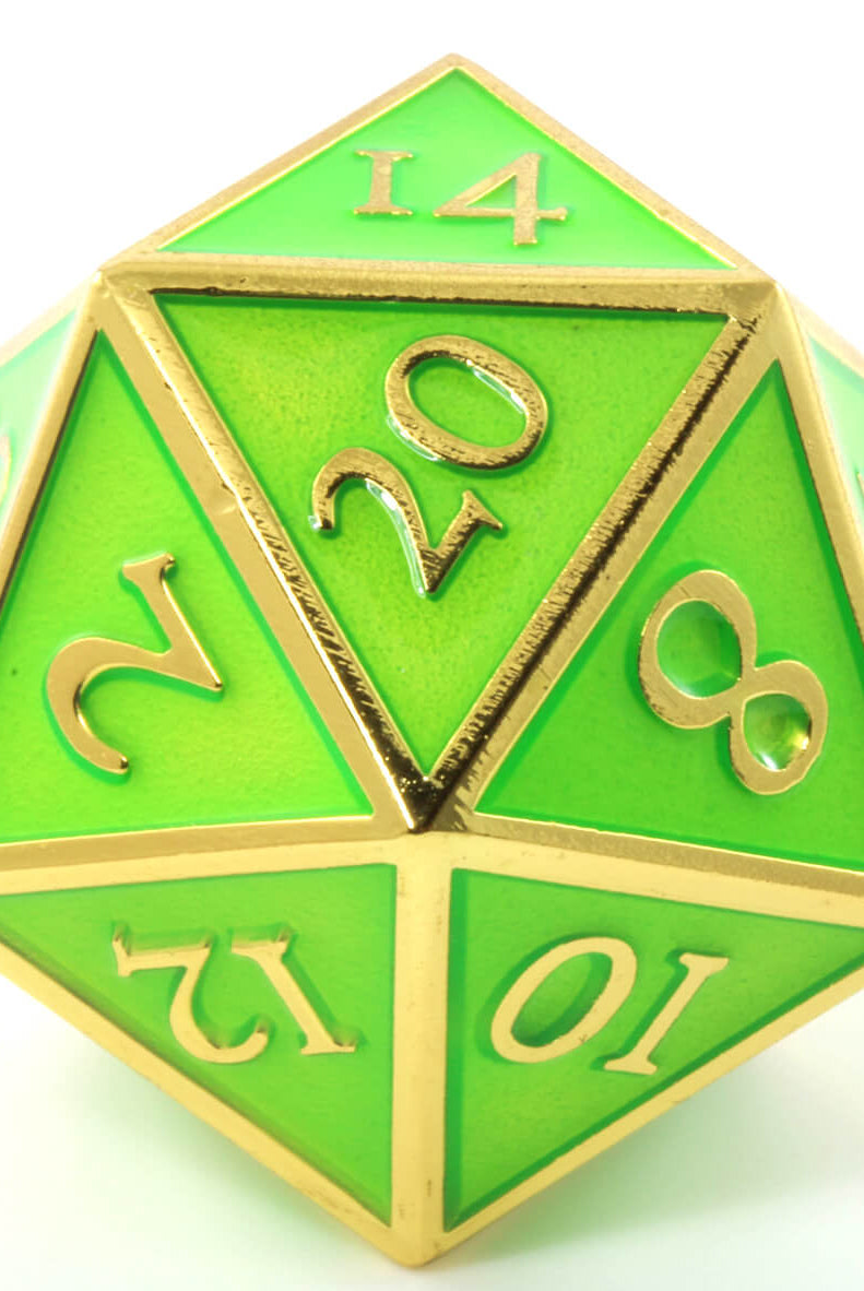 Giant d20 Enamel Green and Gold