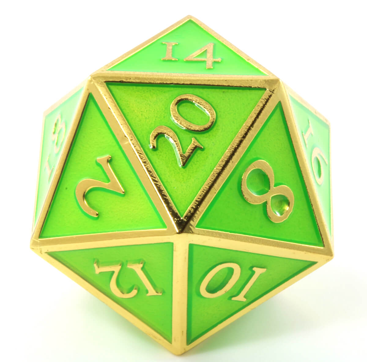 Giant d20 Enamel Green and Gold
