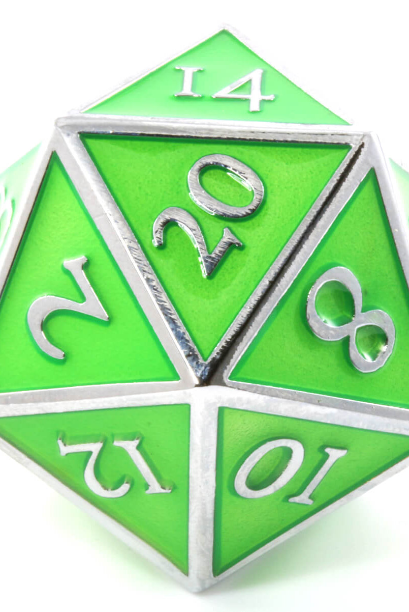Giant d20 Enamel Green and Silver