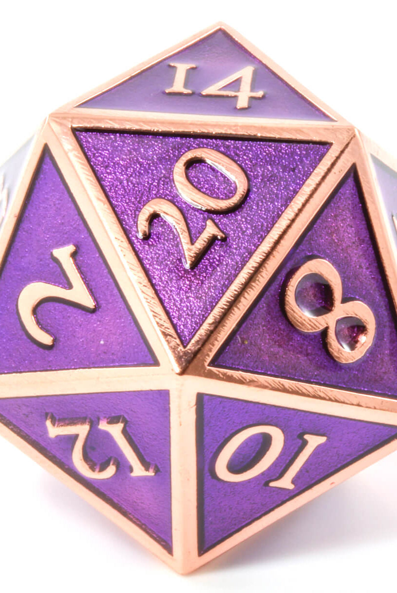 Giant d20 Enamel Purple and Copper