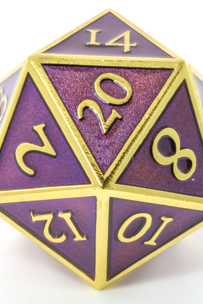 Giant d20 Enamel Purple and Gold