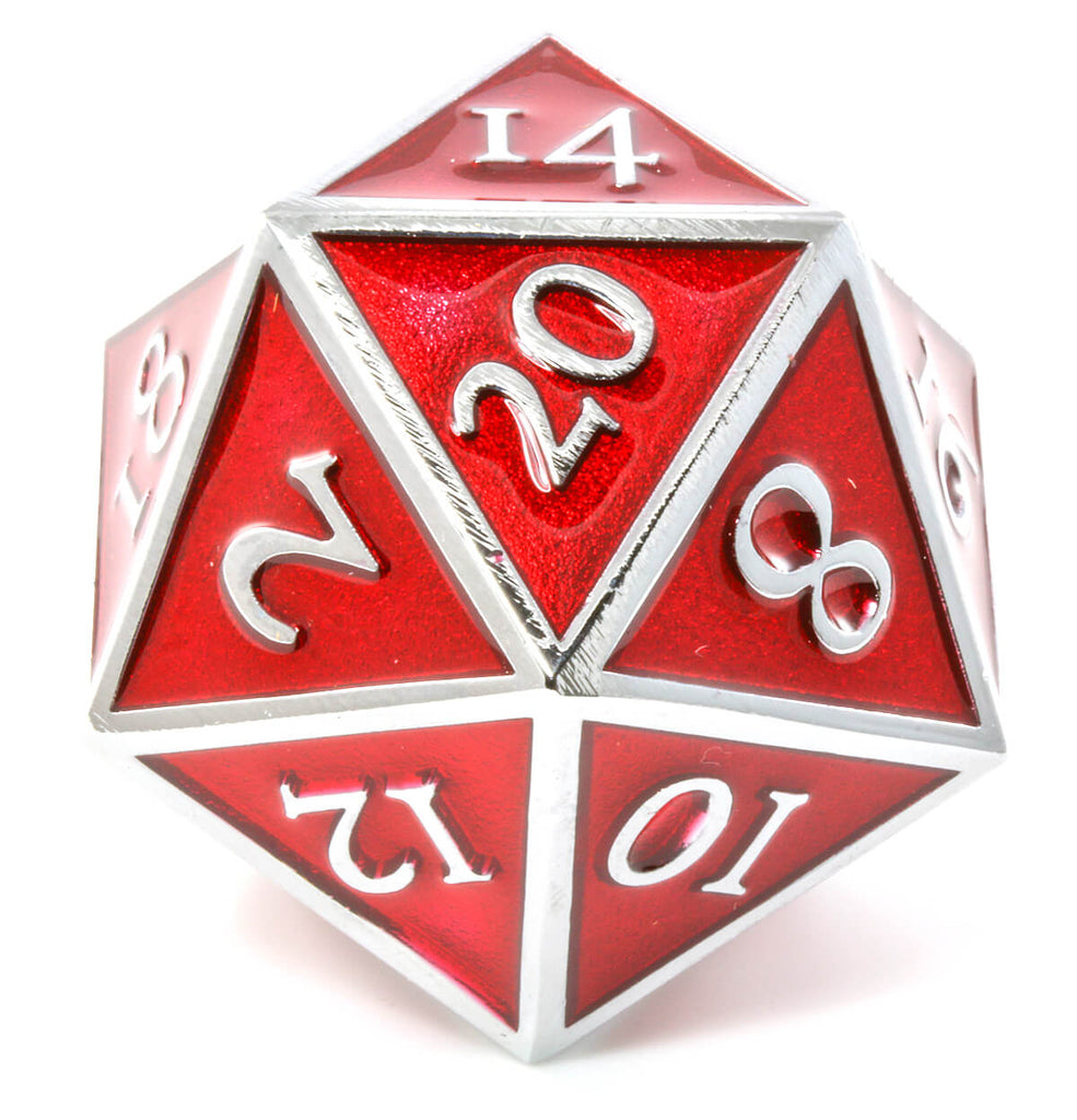 Giant d20 Enamel Red and Silver
