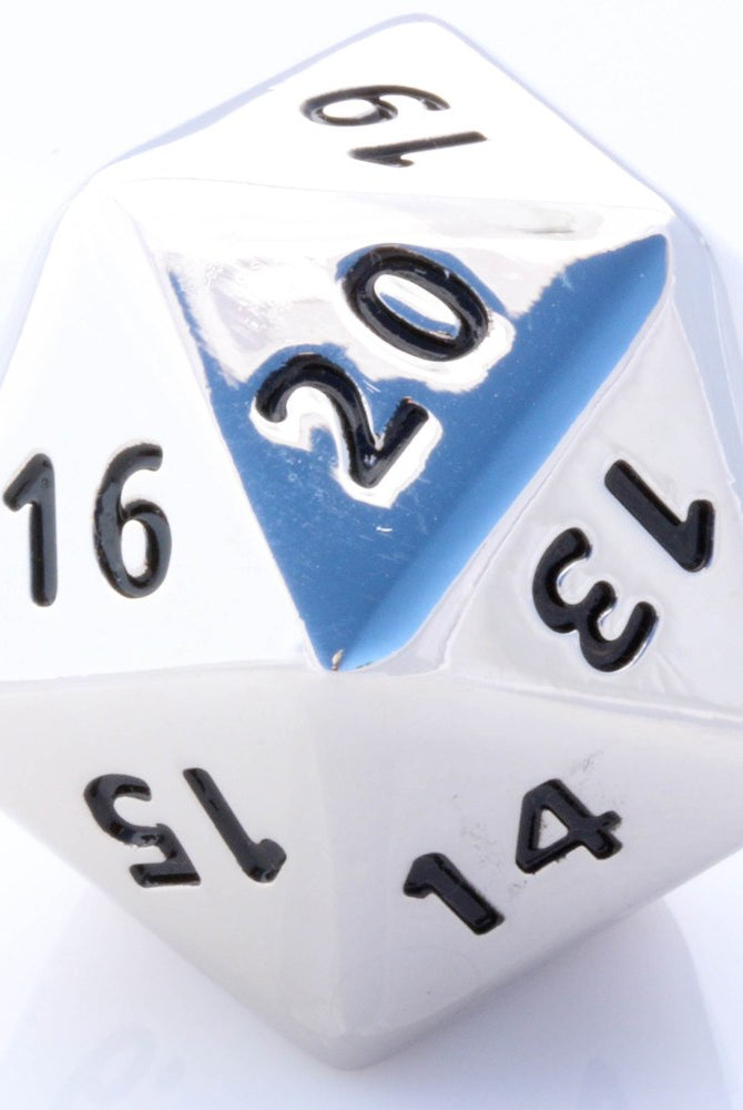 metal giant d20 silver dice