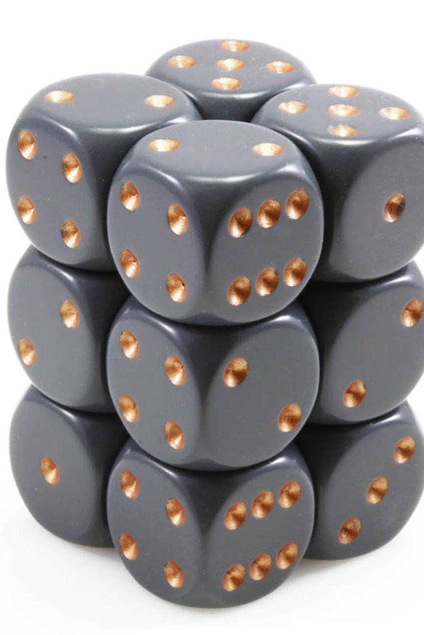 d6 dice set gray copper