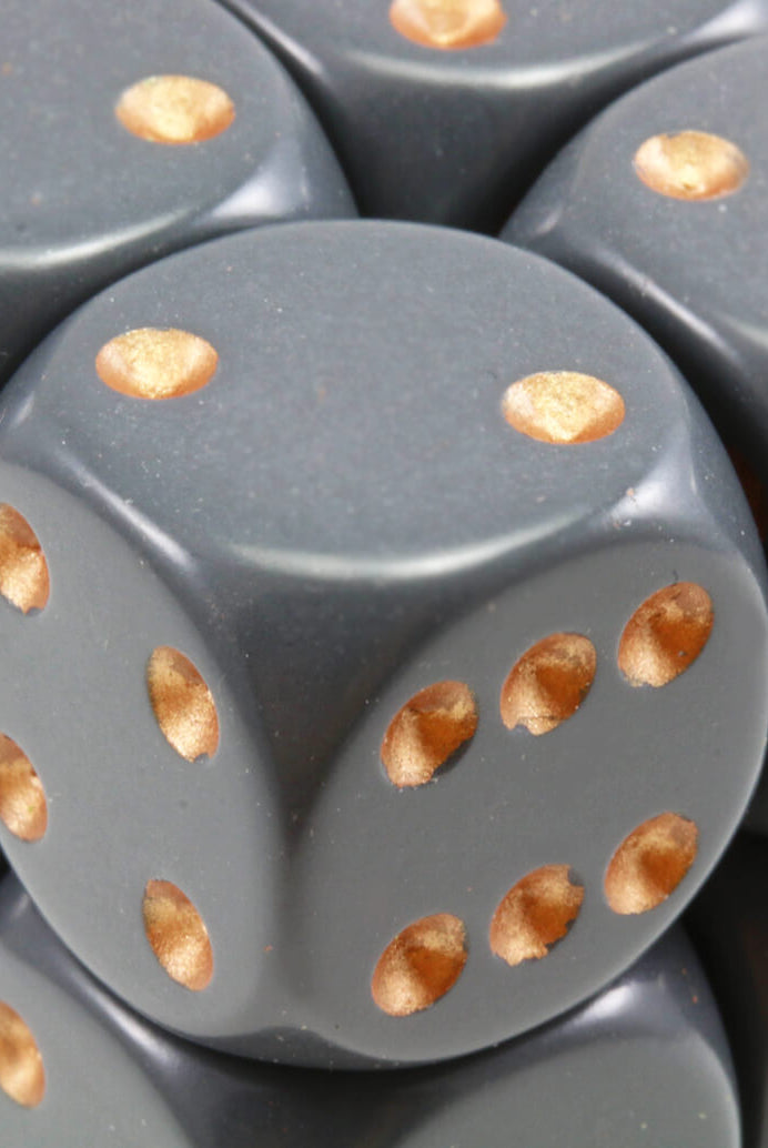 d6 dice set gray copper