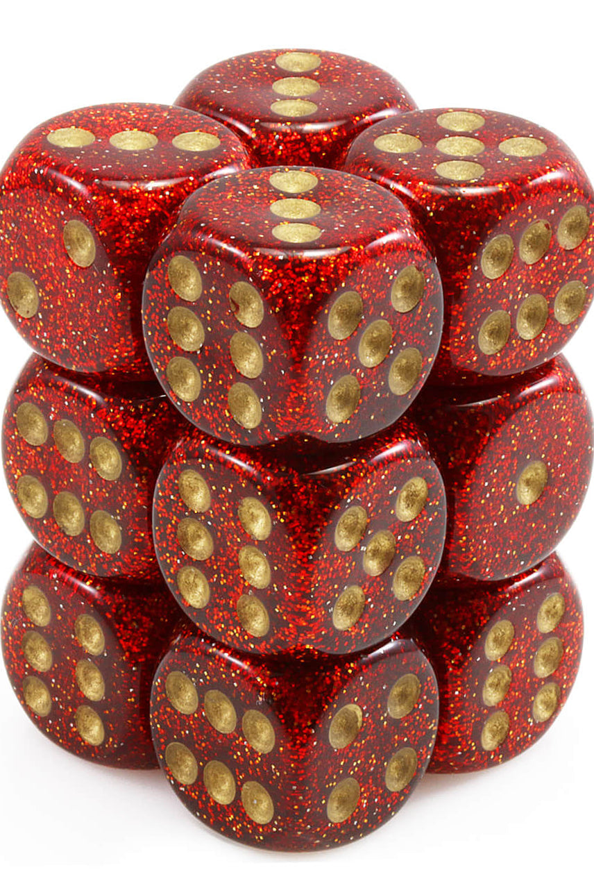 Glitter Ruby Red Dice d6